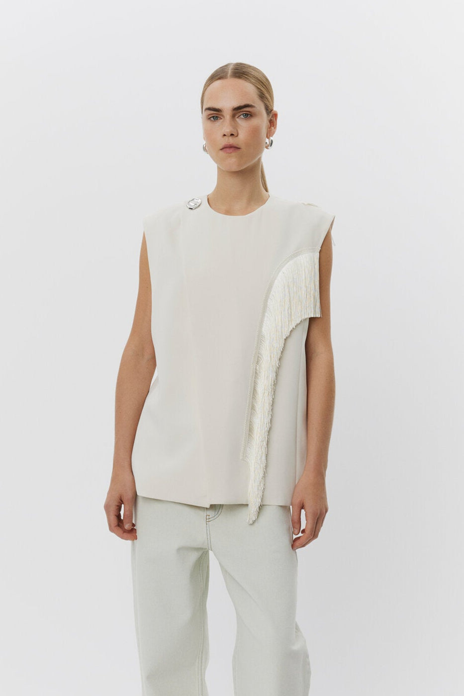 Levy Classic Gabardine vest - Ivory Shade